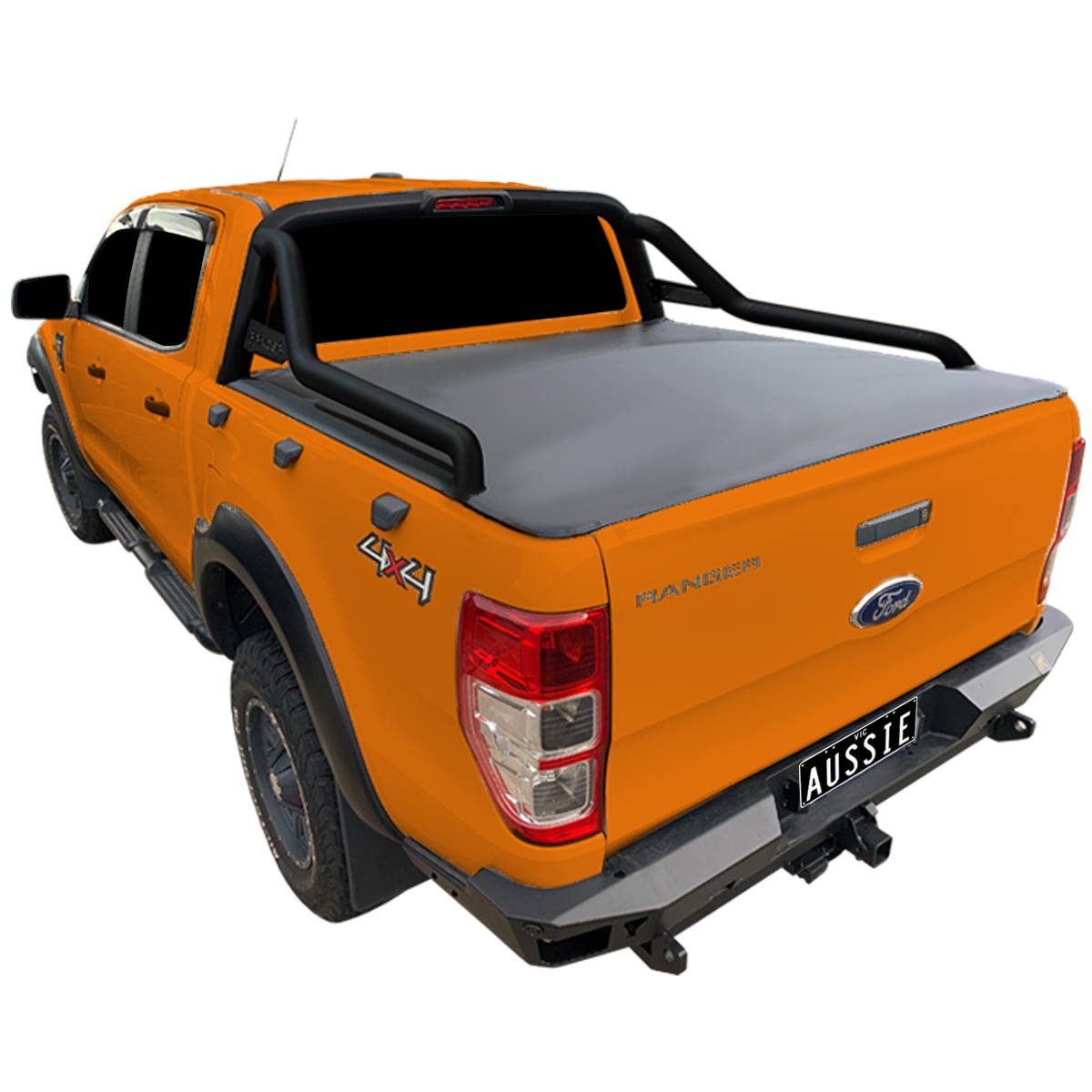 Aussie Tonneaus Clamp On Pro Drill-Less Tonneau Cover To Fit Ford Ranger PX Dual Cab Fitted With Extended Factory Sports Bars (November 2011 to Current)