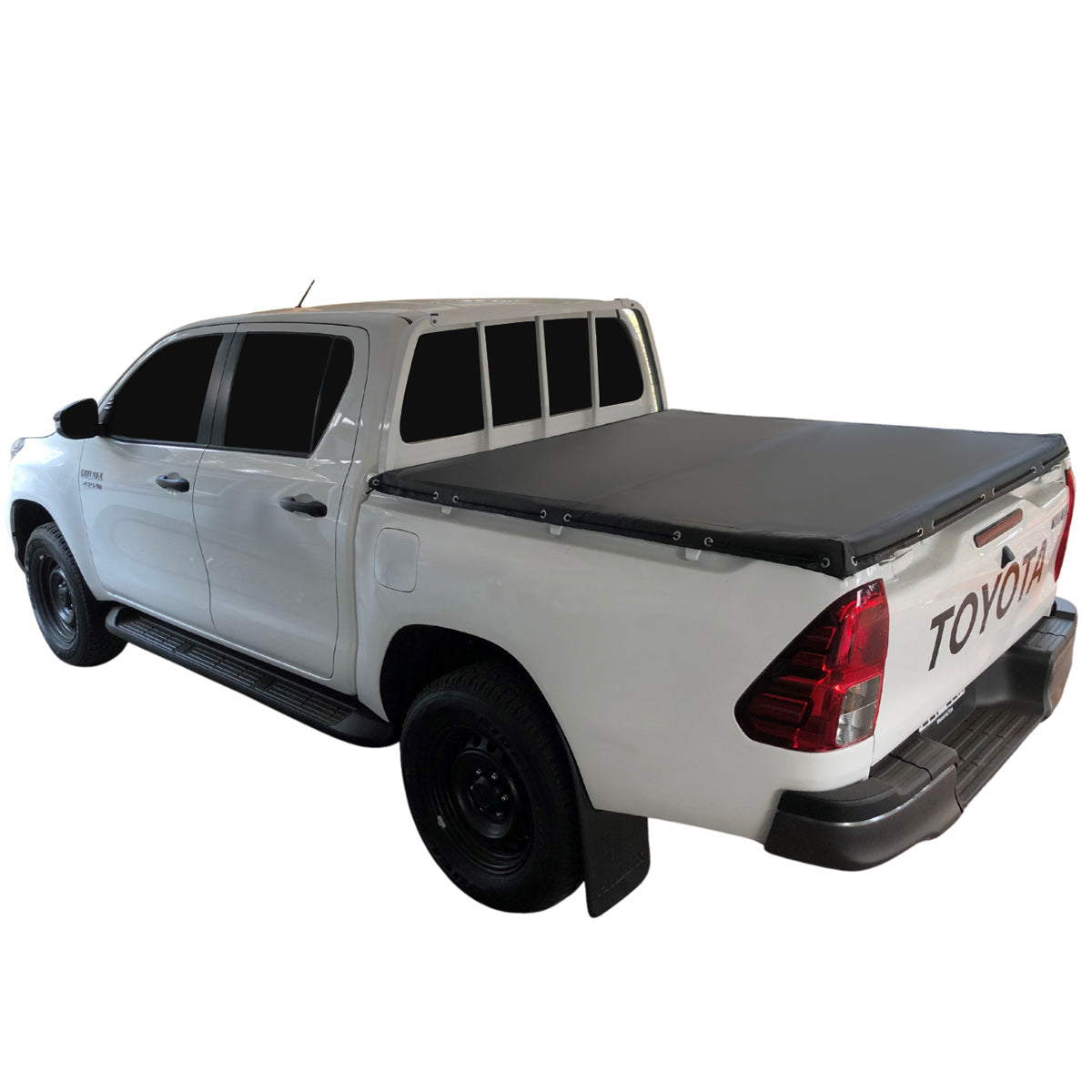 Aussie Tonneaus Continuous Rope Tonneau Cover To Fit Toyota Hilux J Deck SR Dual Cab Fitted With Factory Headboard (Oct 2015 to Current)