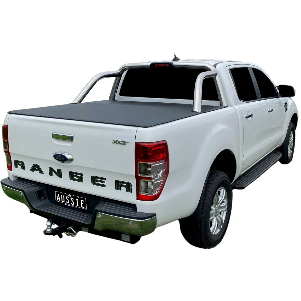 Aussie Tonneaus Clamp On Pro Drill-Less Tonneau Cover To Fit Ford Ranger PX Dual Cab Fitted With Factory Sports Bars (November 2011 to Current) 