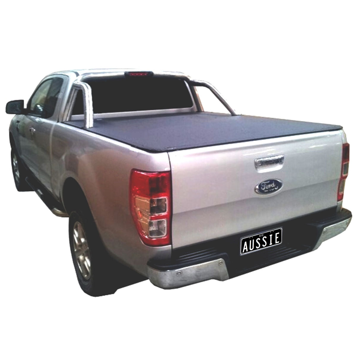 Aussie Tonneaus Clamp On Pro Drill-Less Tonneau Cover To Fit Ford Ranger PX Super Cab Fitted With Factory Sports Bars (November 2011 to Current) 