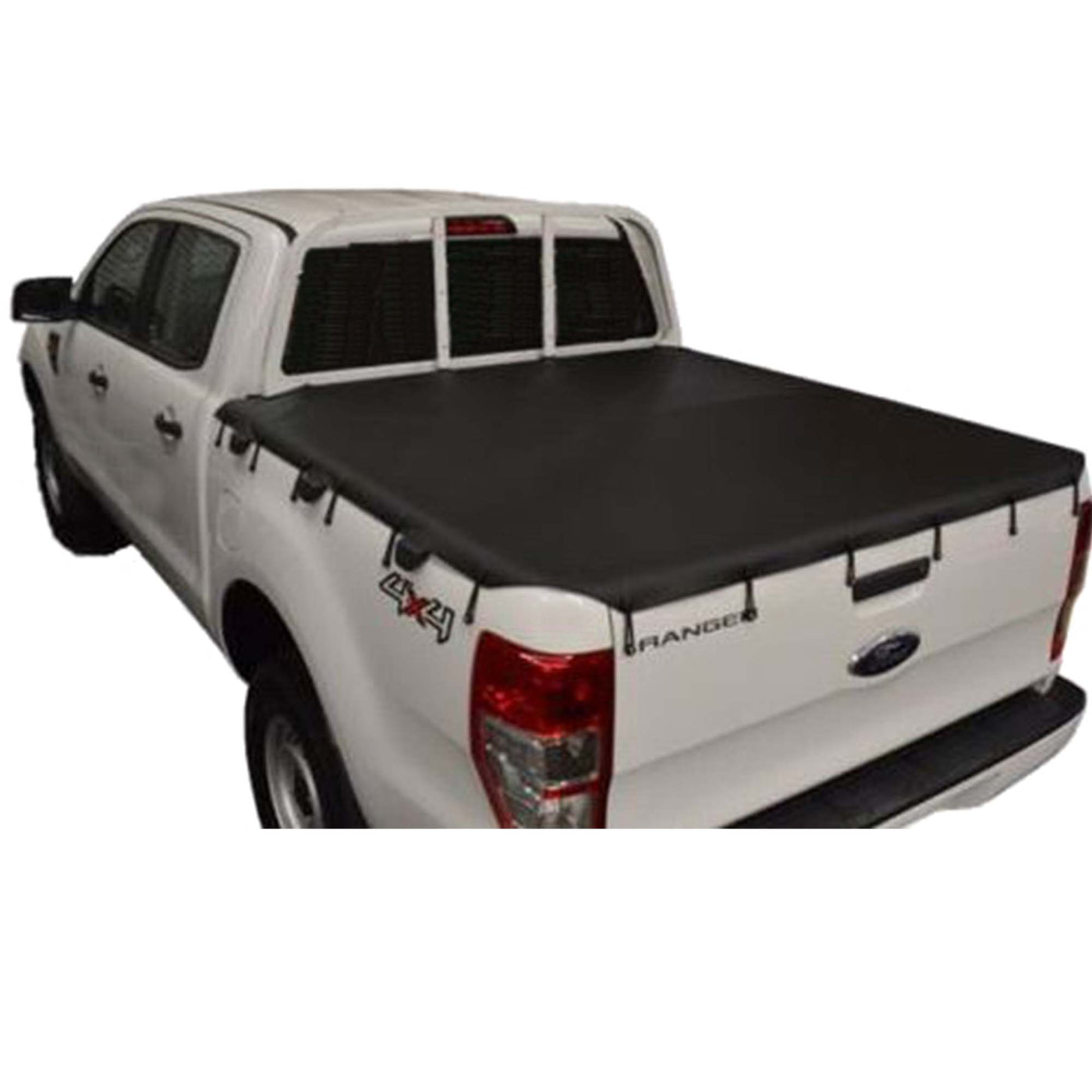 Aussie Tonneaus Bunji Loop Tonneau Cover To Fit Ford Ranger PX Dual Cab Fitted With Headboard (June 2013 to Current) 