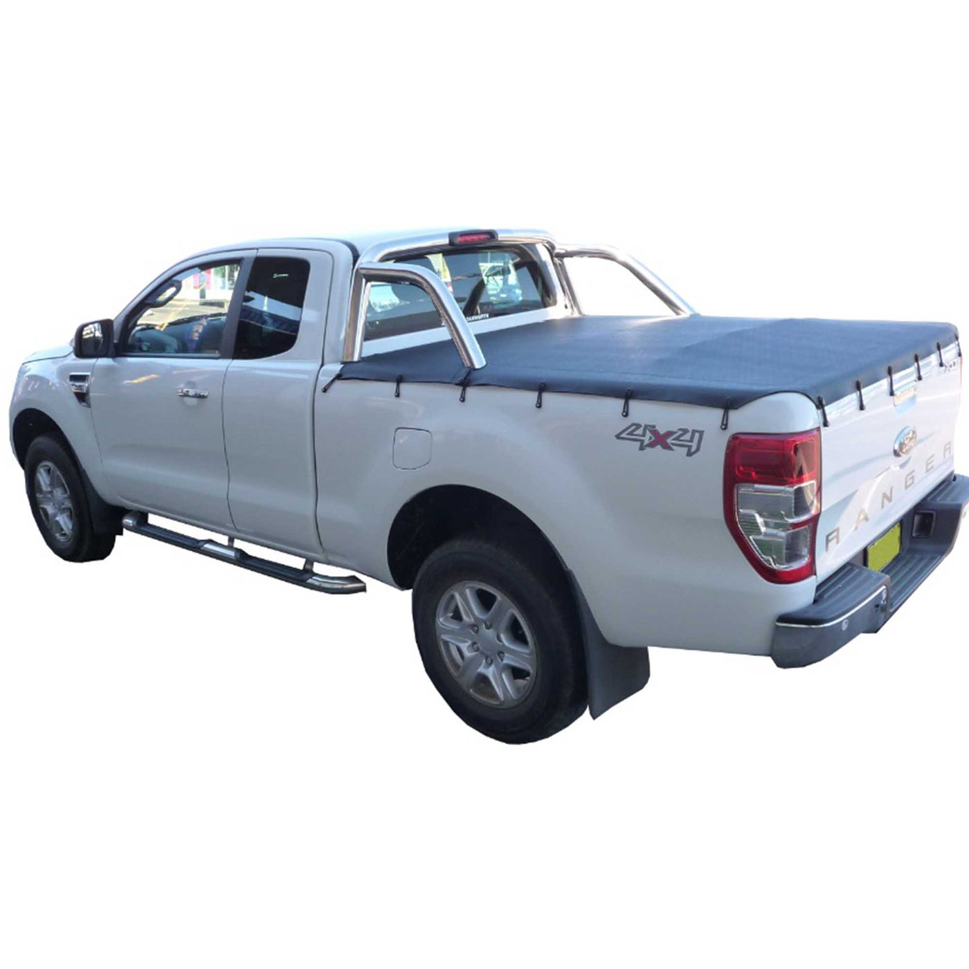 Aussie Tonneaus Bunji Loop Tonneau Cover To Fit Ford Ranger PX Super Cab Fitted With Factory Sports Bars (November 2011 to Current) 