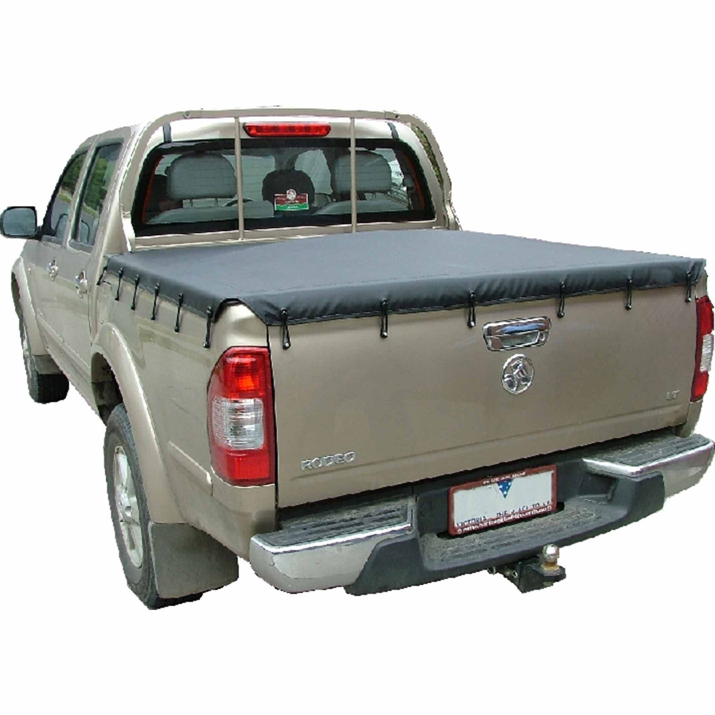 Aussie Tonneaus Bunji Loop Tonneau Cover To Fit Holden Rodeo RA Dual Cab Fitted With Headboard (2003 – 2008) 