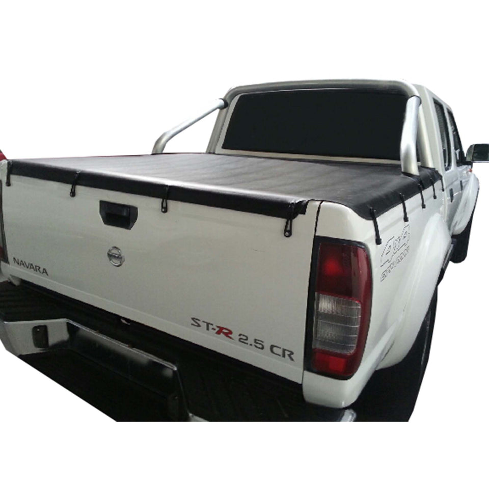 Aussie Tonneaus Bunji Loop Tonneau Cover To Fit Nissan Navara 4WD STR D22T Dual Cab Fitted With Factory Sports Bars (2009 to June 2015) 