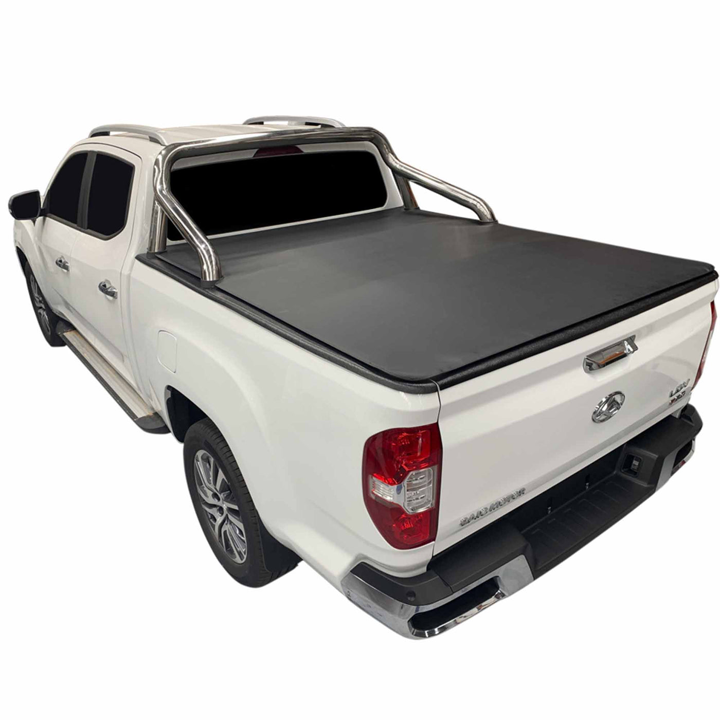 Aussie Tonneaus Clip On Tonneau Cover To Fit LDV T60 Mega Tub Fitted With Factory Chrome Sports Bar and Over Rail Liner (2017 to Current) 
