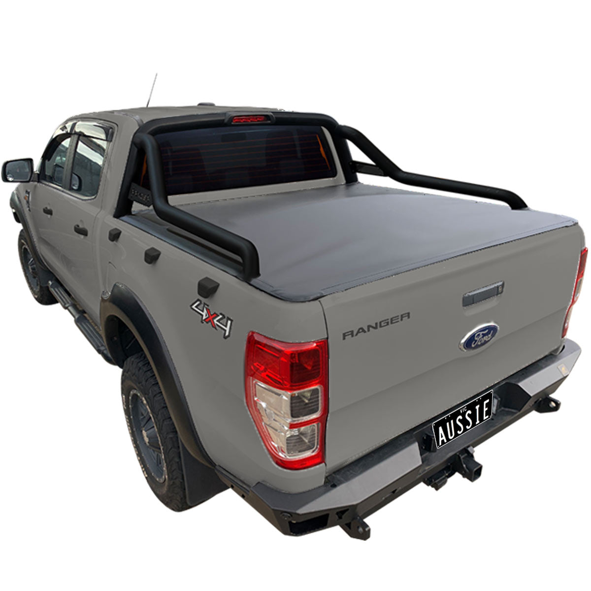 Aussie Tonneaus Clip On Tonneau Cover To Fit Ford Ranger PX Dual Cab Fitted With Extended Factory Sports Bars (November 2011 to Current) 